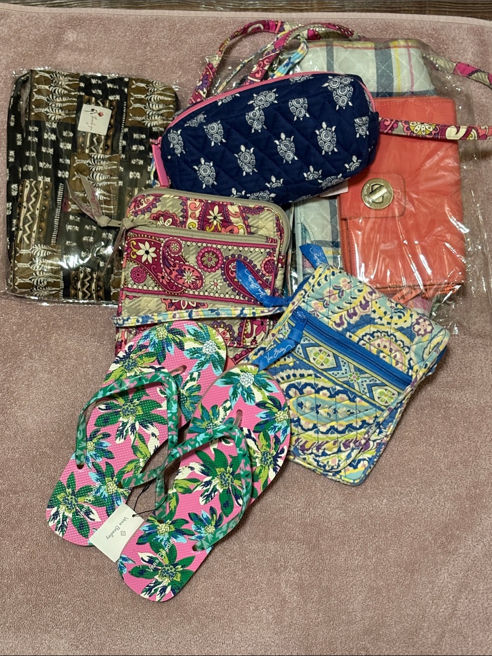 Vera Bradley Pink Paisley and Multicolor Quilted Crossbody Set